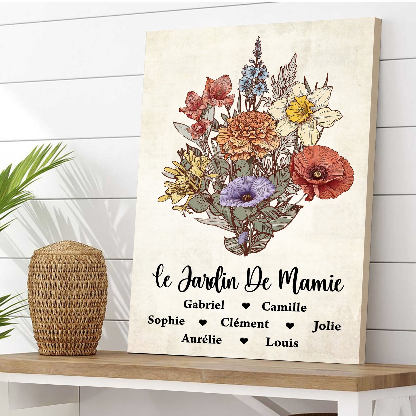 Le Jardin De Mamie – Impression Sur Toile Personnalisée - Cadeau Familial