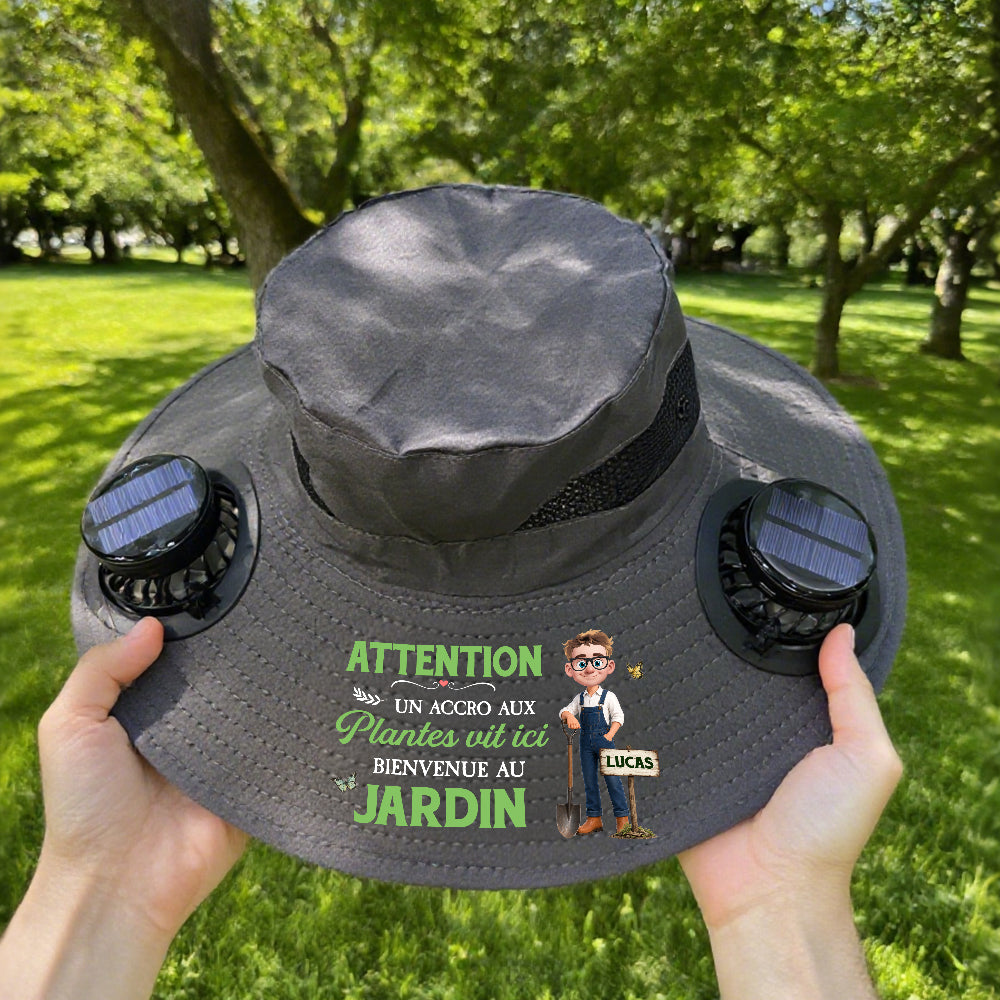 Jardinier De L’année - Chapeau Ventilateur Solaire Personnalisable