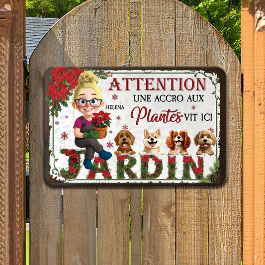 Jardin Une Accro Aux Plantes Vit Ici Noël – Plaque En Métal Personnalisée