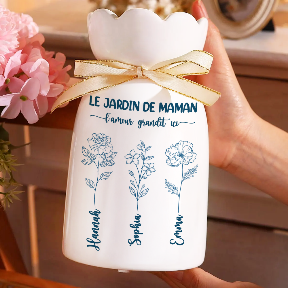 Le Jardin De Maman Mamie - Vase Décoratif Personnalisé Pour La Maison