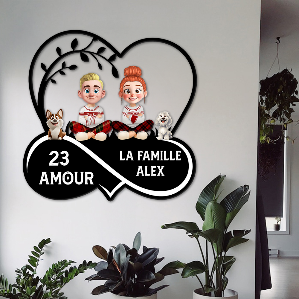 Plaque Numéro de Maison en Métal Cœur - Plaque de Jardin en Métal - Plaque d'Adresse en Métal
