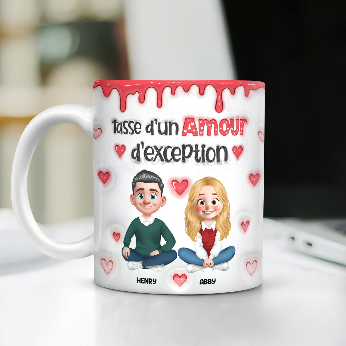 Tasse D’un Amour D’exception - Mug Personnalisé 3D Gonflé Effet