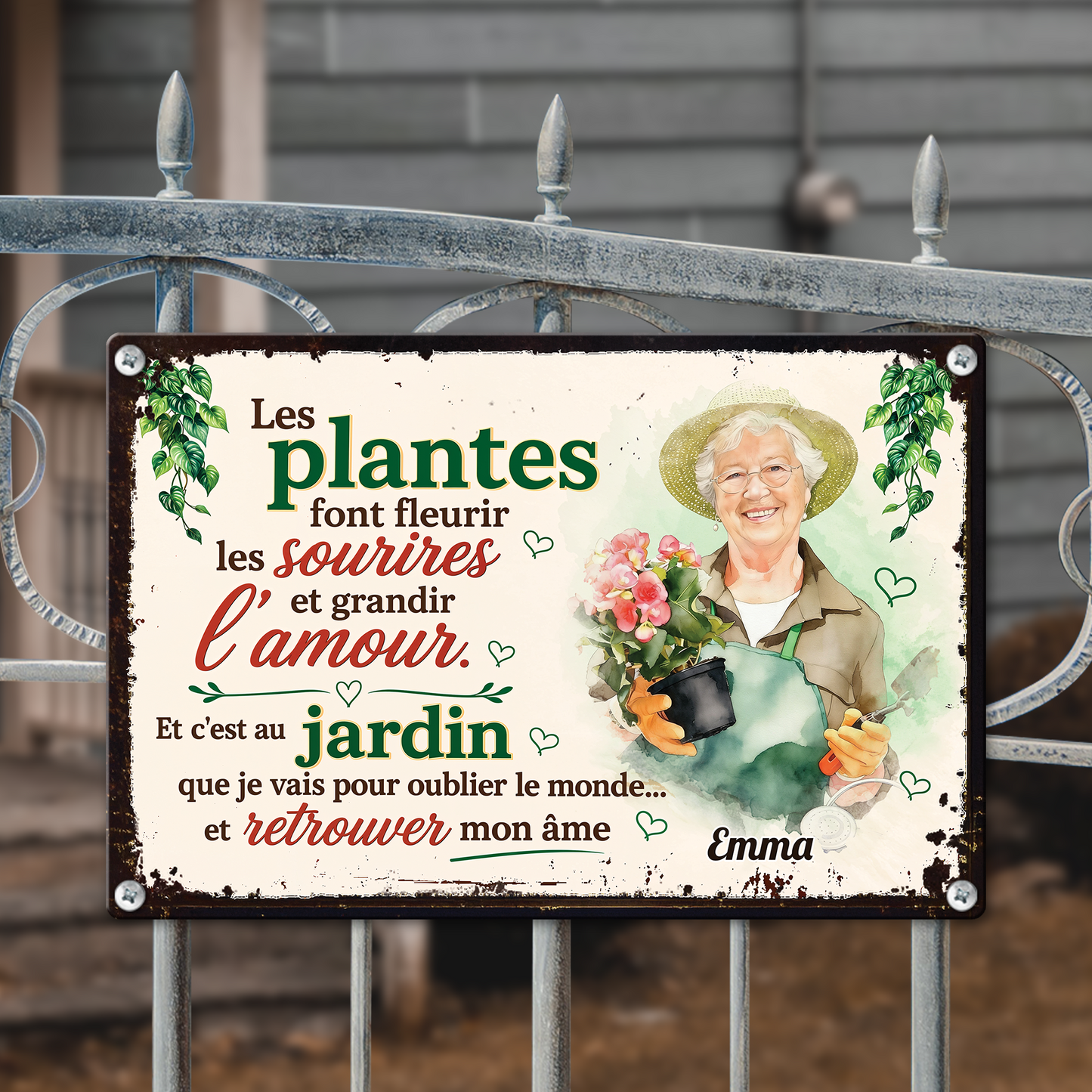 Jardin Et Retrouver Mon Âme– Plaque En Métal Personnalisée