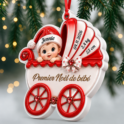 Ornement Premier Noël De Bébé Et Nouveau-né - Ornement 3D Acrylique Personnalisé