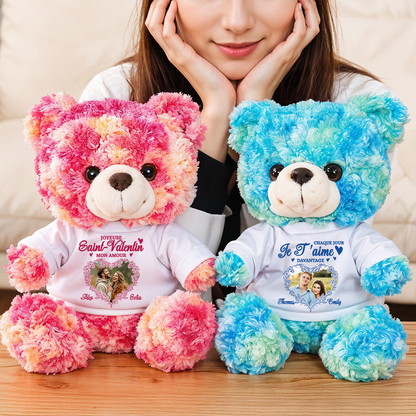 Je T'aime Davantage - Ours En Peluche en T-shirt Personnalisé avec Photo