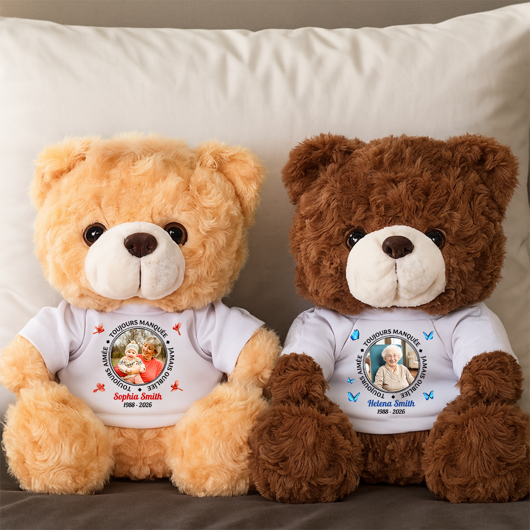 À Un Câlin Venu Du Ciel Toujours Manqué - Ours En Peluche en T-shirt Personnalisé avec Photo