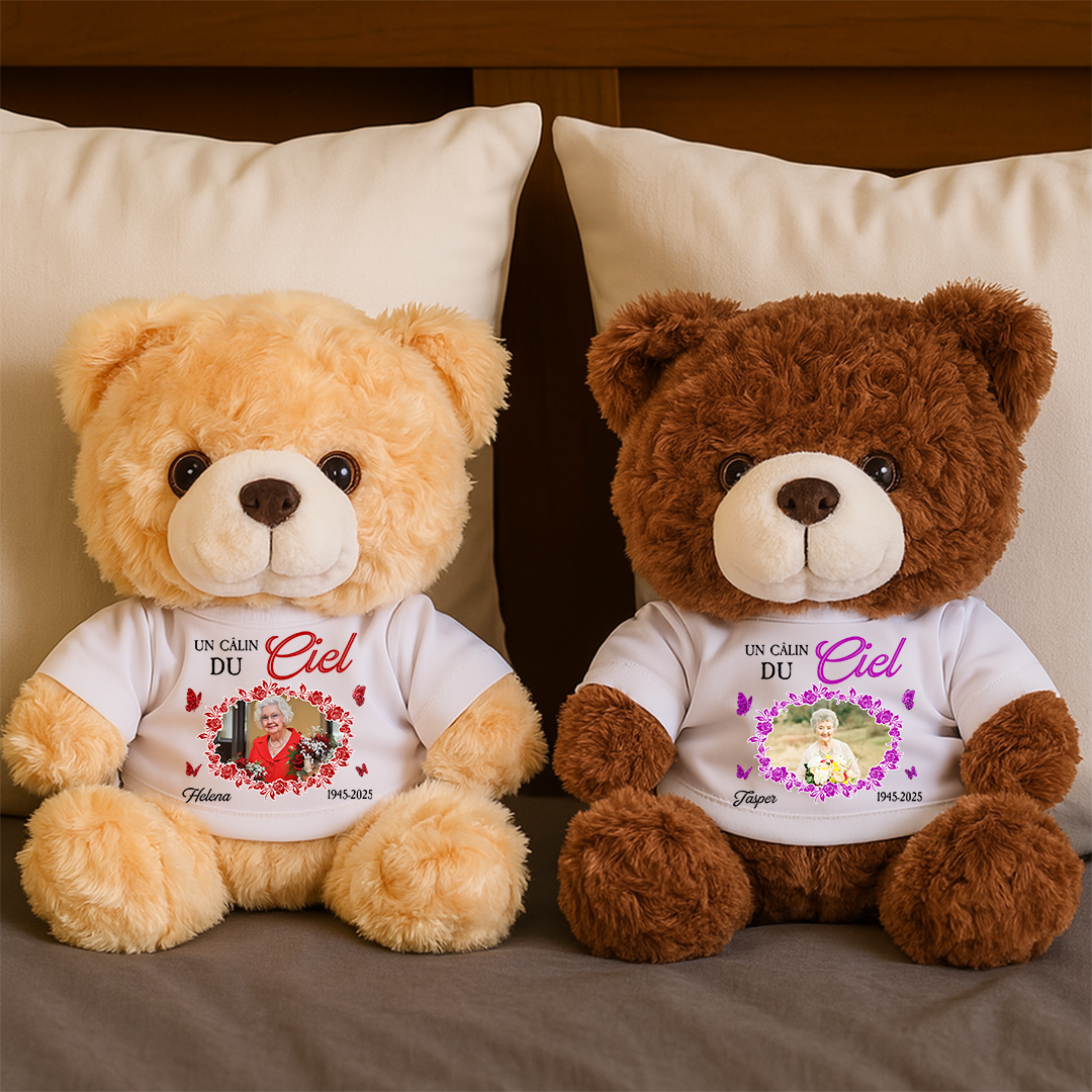 Quand je te manque vraiment - Ours En Peluche en T-shirt Personnalisé avec Photo