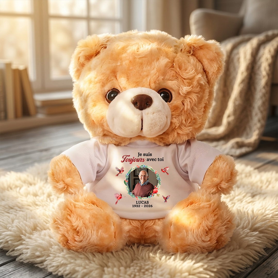 Je Suis Toujours Avec Toi - Ours En Peluche en T-shirt Personnalisé avec Photo