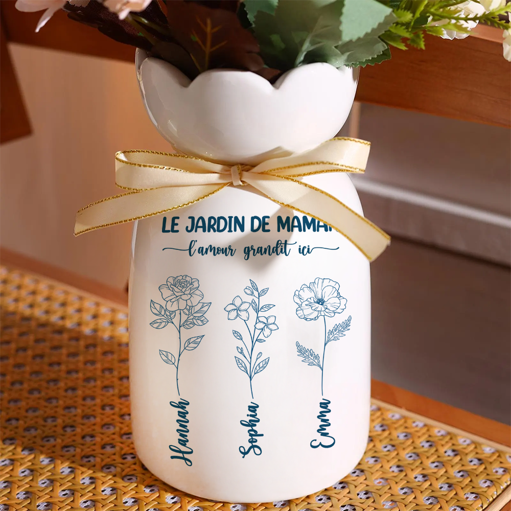 Le Jardin De Maman Mamie - Vase Décoratif Personnalisé Pour La Maison
