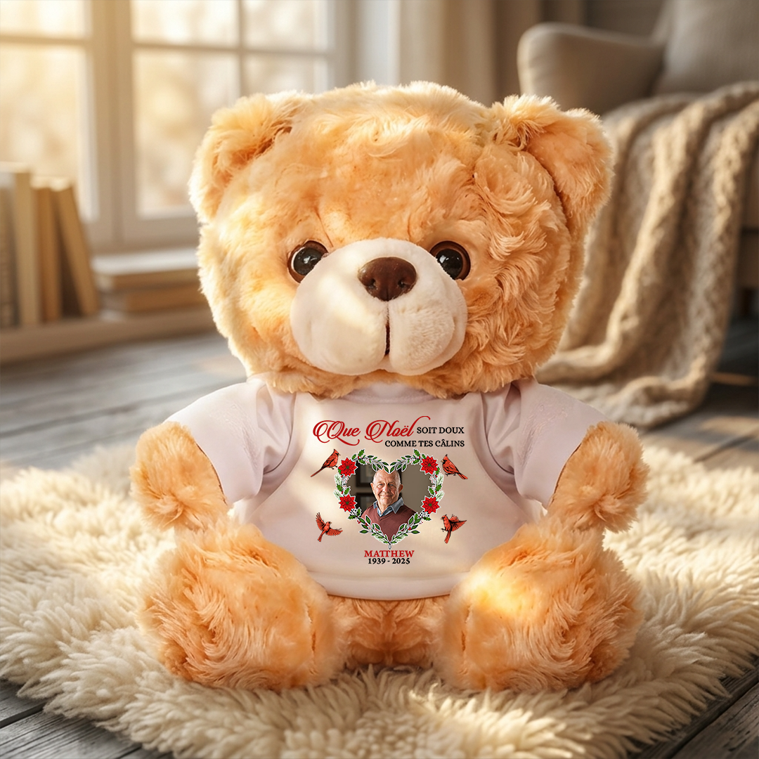 Que Noël Soit Doux Comme Tes Câlins - Ours En Peluche en T-shirt Personnalisé avec Photo