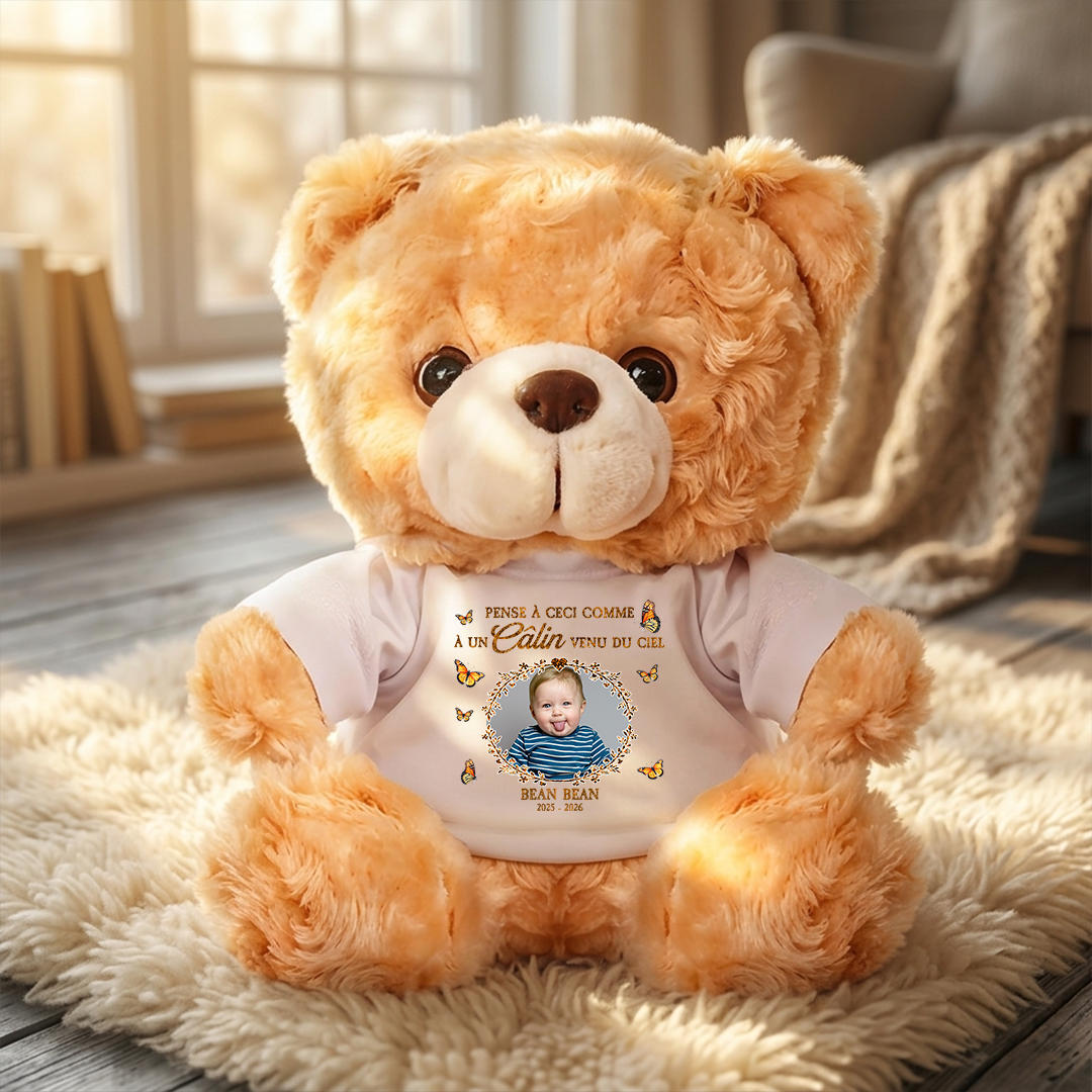 À Un Câlin Venu Du Ciel - Ours En Peluche en T-shirt Personnalisé avec Photo