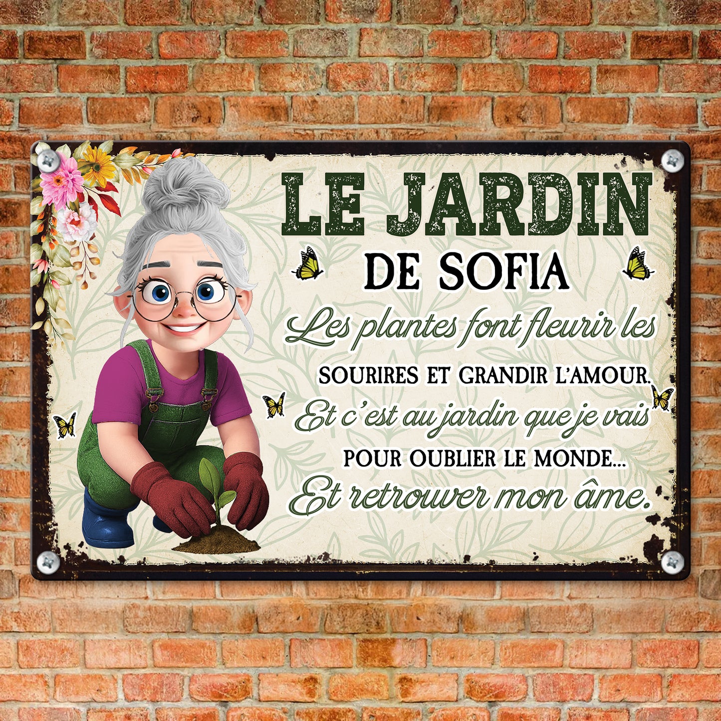Le Jardin Les Plantes Font Fleurir Les Sourires Et Grandir L’amour  – Plaque En Métal Personnalisée