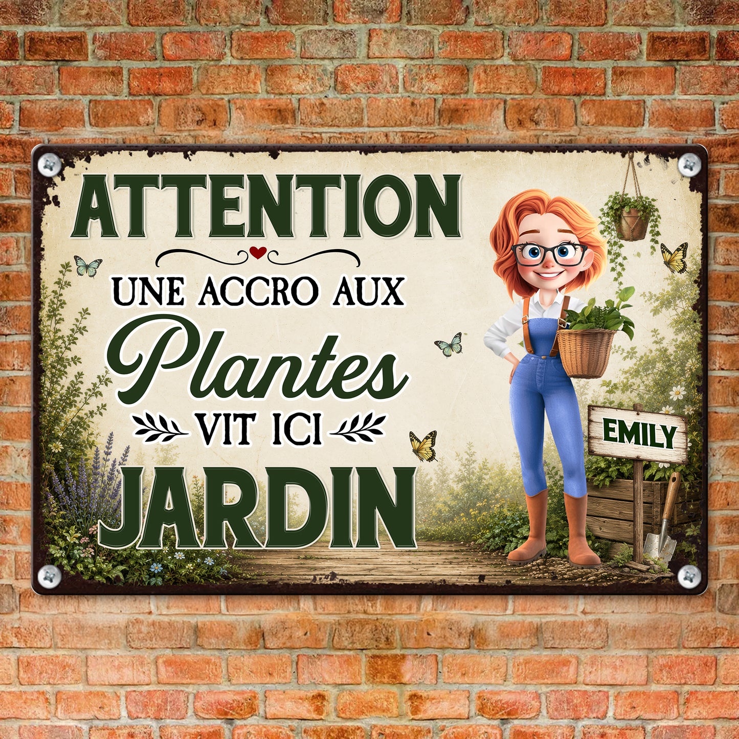 Attention ! Attention ! Une Accro Aux Plantes Vit Ici – Plaque En Métal Personnalisée