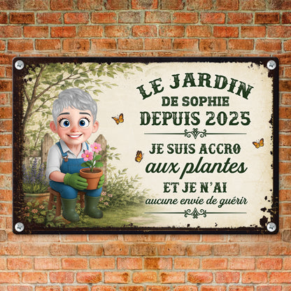 Je Suis Accro Aux Plantes  – Plaque En Métal Personnalisée
