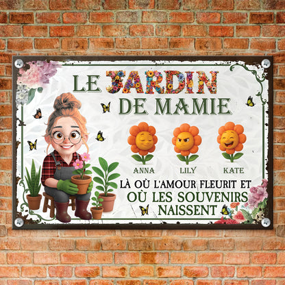 Le Jardin De Mamie  – Plaque En Métal Personnalisée