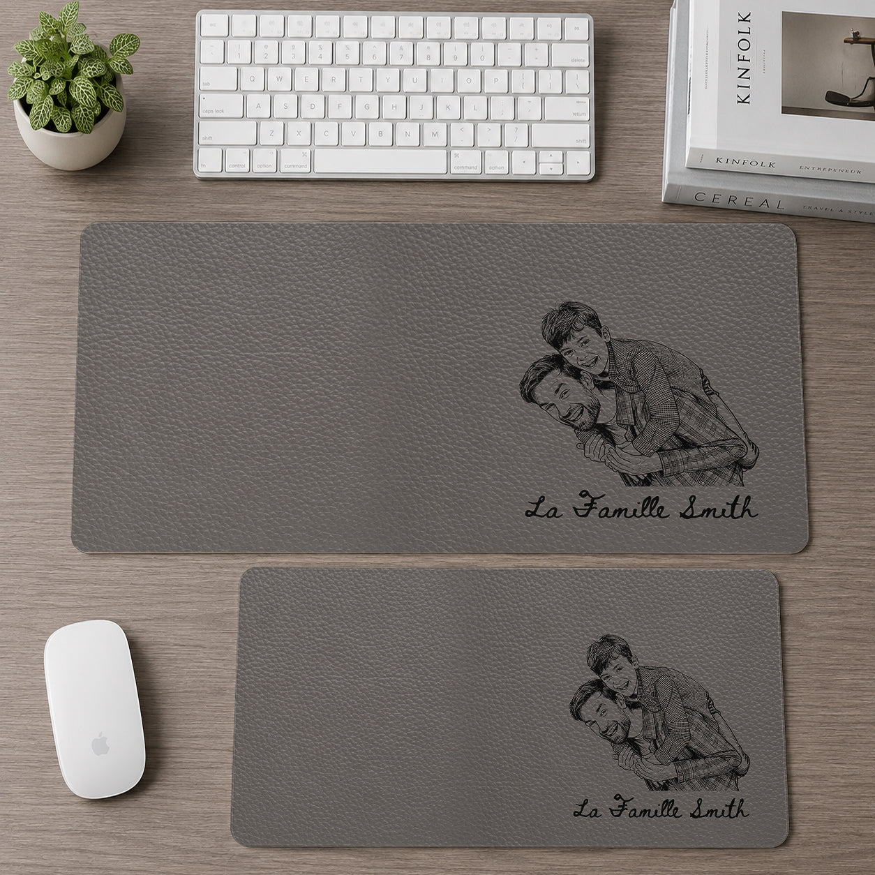 Personnalisé La Famille - Tapis De Bureau En Cuir PU Personnalisé