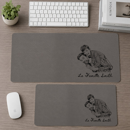 Personnalisé La Famille - Tapis De Bureau En Cuir PU Personnalisé