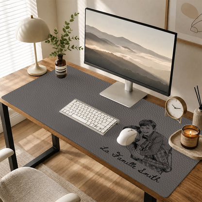 Personnalisé La Famille - Tapis De Bureau En Cuir PU Personnalisé