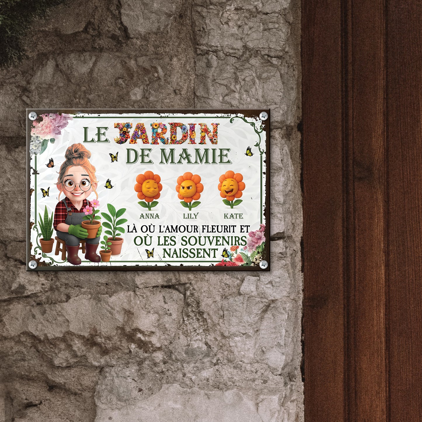Le Jardin De Mamie  – Plaque En Métal Personnalisée