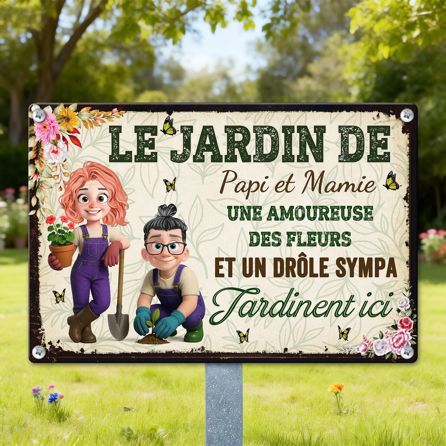 Une Folle Des Plantes et Un Pasionnée  – Plaque En Métal Personnalisée