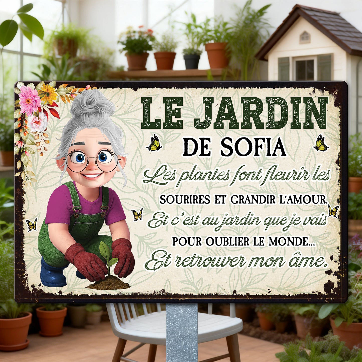Le Jardin Les Plantes Font Fleurir Les Sourires Et Grandir L’amour  – Plaque En Métal Personnalisée