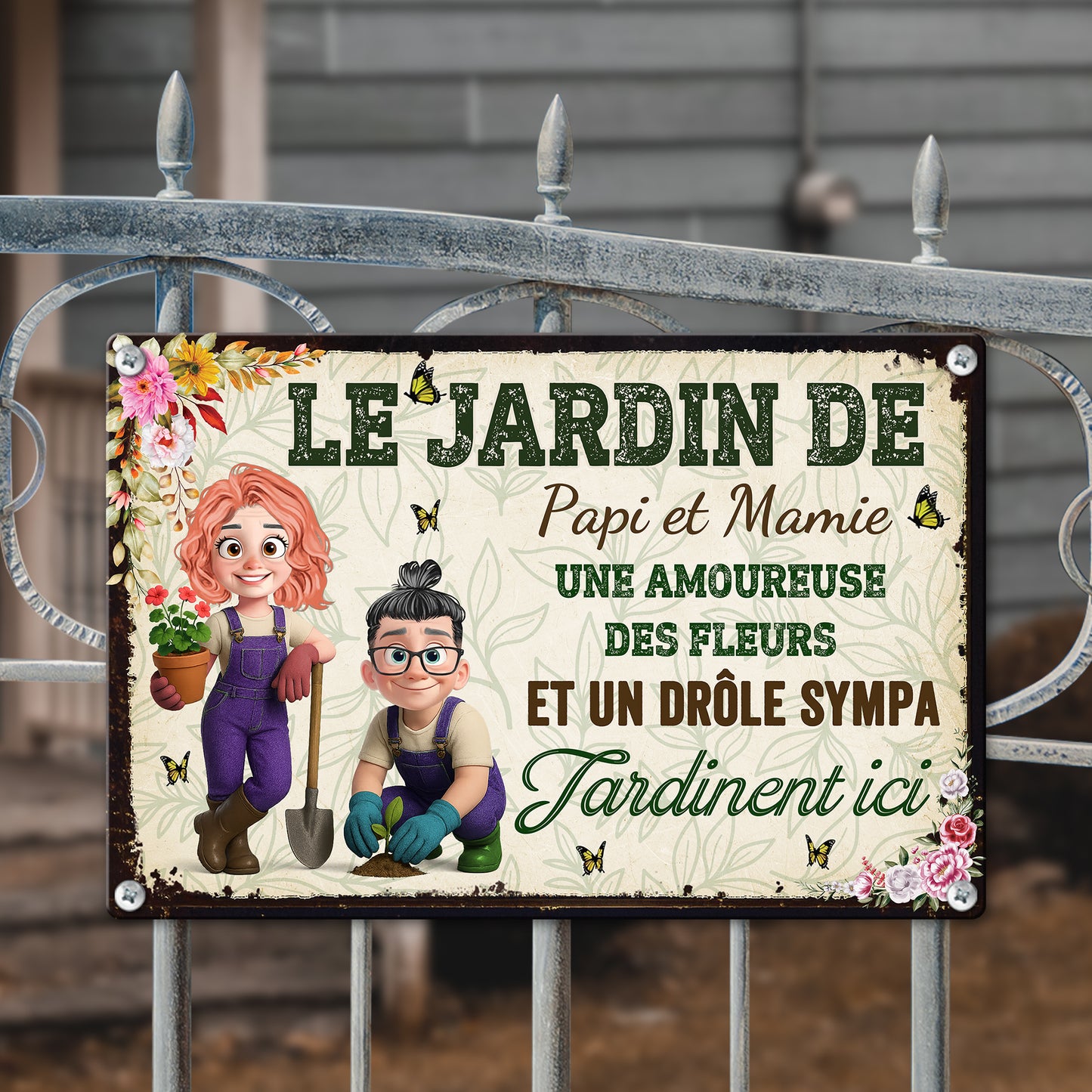 Une Folle Des Plantes et Un Pasionnée  – Plaque En Métal Personnalisée