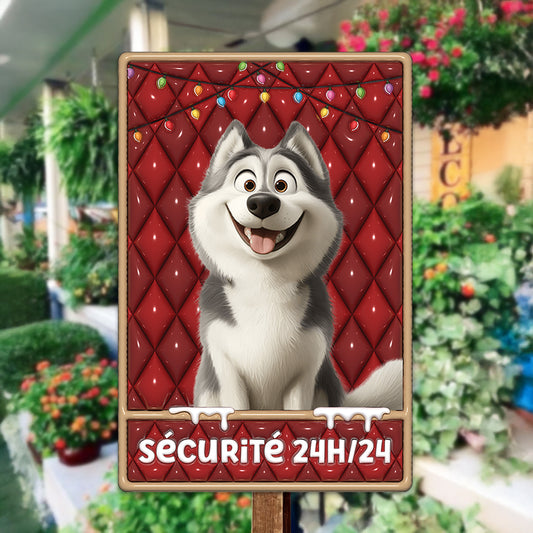 Attention Zone Sécurité 24H/24 Noël - Plaque En Métal Personnalisée