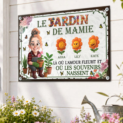 Le Jardin De Mamie  – Plaque En Métal Personnalisée