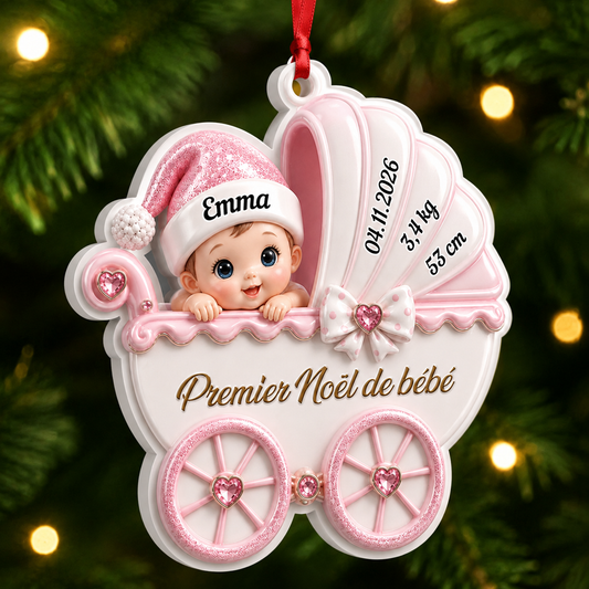 Ornement Premier Noël De Bébé Et Nouveau-né - Ornement 3D Acrylique Personnalisé