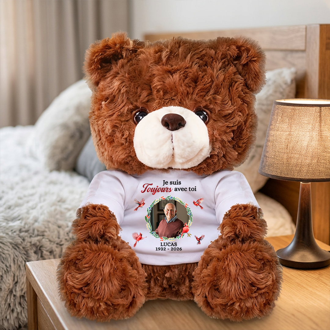 Je Suis Toujours Avec Toi - Ours En Peluche en T-shirt Personnalisé avec Photo