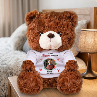 Je Suis Toujours Avec Toi - Ours En Peluche en T-shirt Personnalisé avec Photo