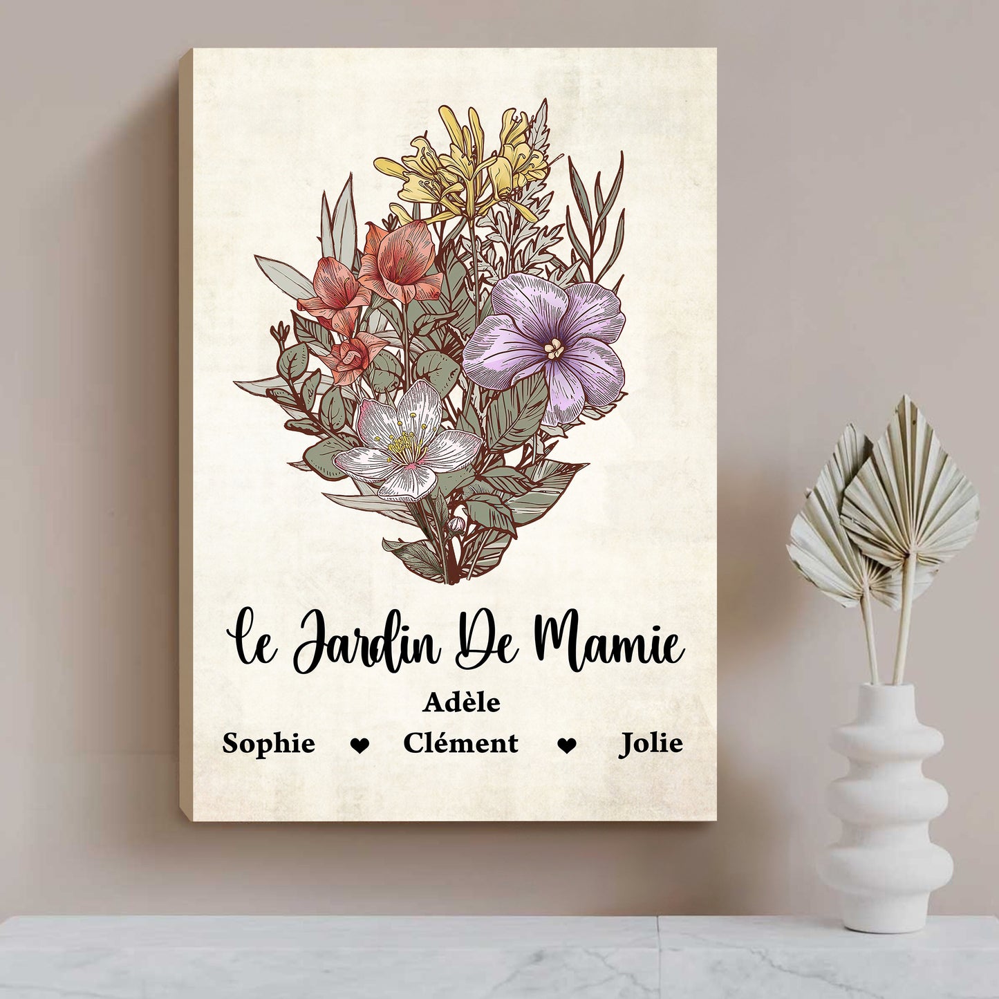 Le Jardin De Mamie – Impression Sur Toile Personnalisée - Cadeau Familial