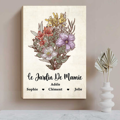 Le Jardin De Mamie – Impression Sur Toile Personnalisée - Cadeau Familial