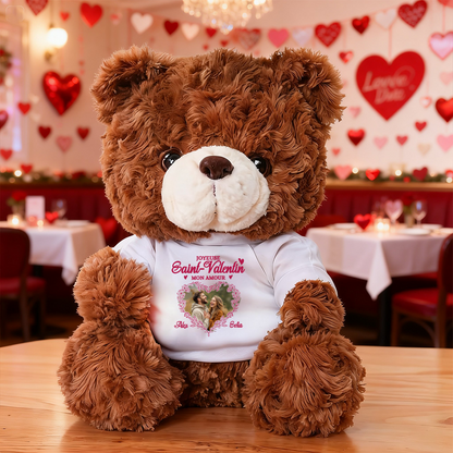 Je T'aime Davantage - Ours En Peluche en T-shirt Personnalisé avec Photo