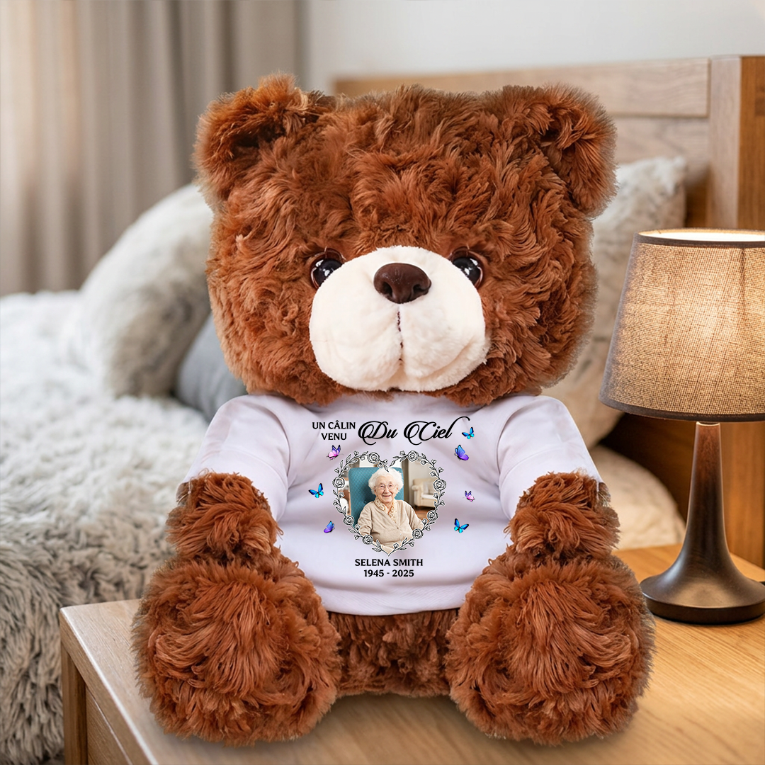 Serre Cet Ourson Souvenir - Ours En Peluche en T-shirt Personnalisé avec Photo