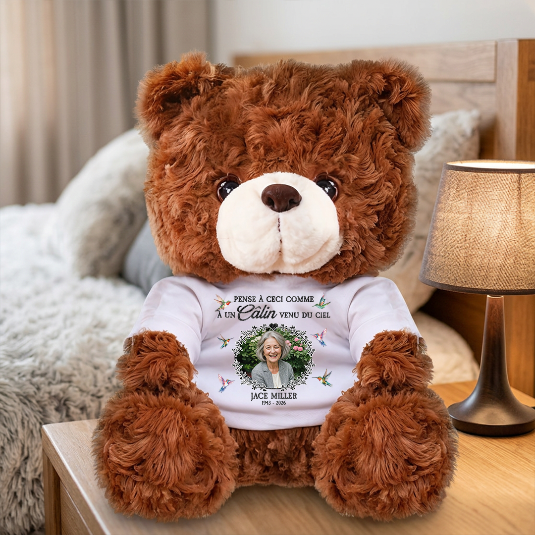 À Un Câlin Venu Du Ciel - Ours En Peluche en T-shirt Personnalisé avec Photo