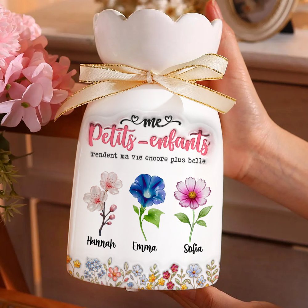 Mes Petits-enfants Rendent Ma Vie Encore Plus Belle Fleur - Vase Décoratif Personnalisé Pour La Maison