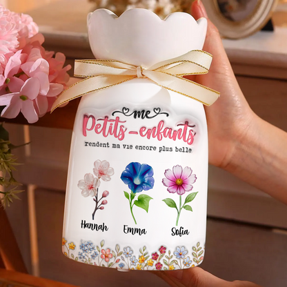 Mes Petits-enfants Rendent Ma Vie Encore Plus Belle Fleur - Vase Décoratif Personnalisé Pour La Maison