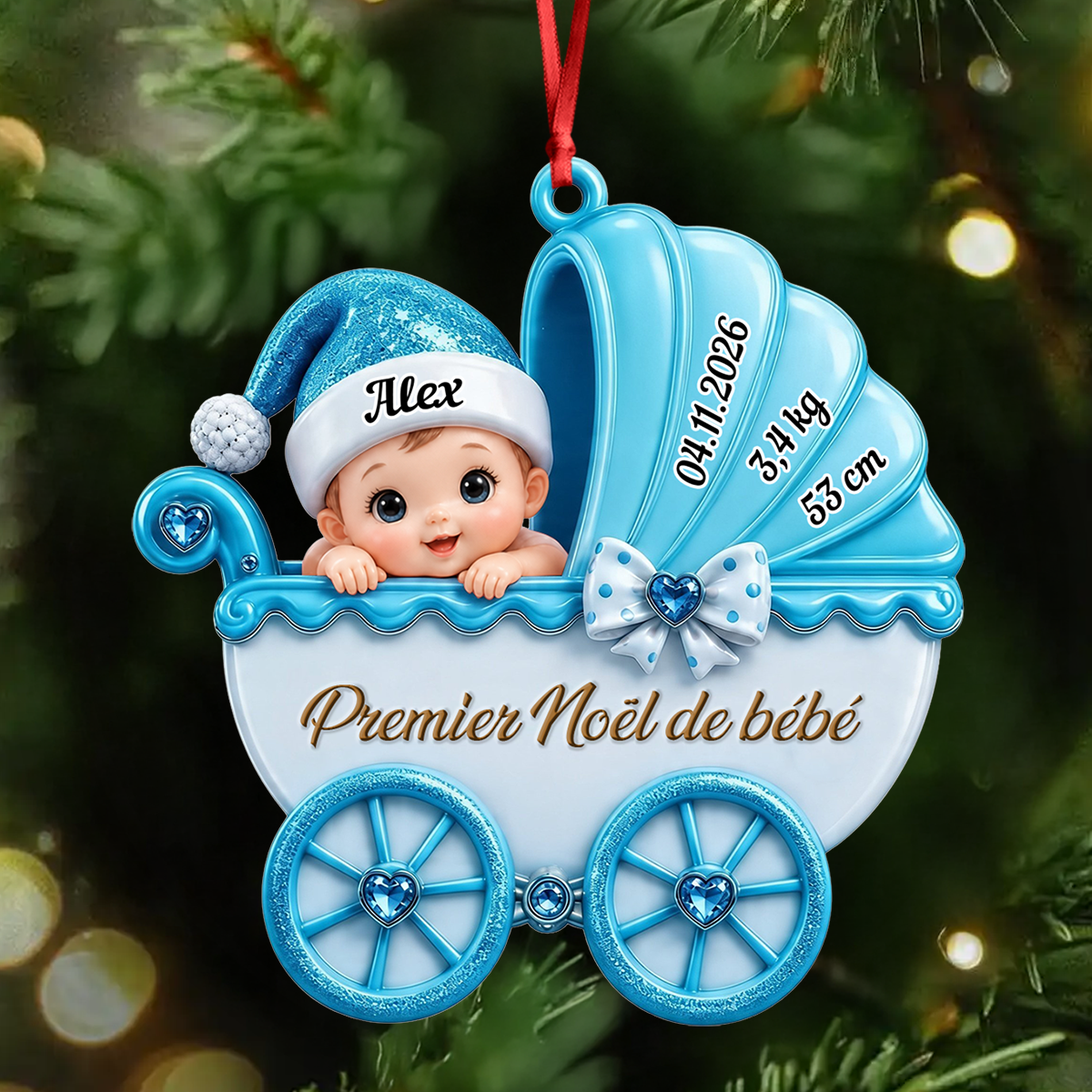 Ornement Premier Noël De Bébé Et Nouveau-né - Ornement 3D Acrylique Personnalisé