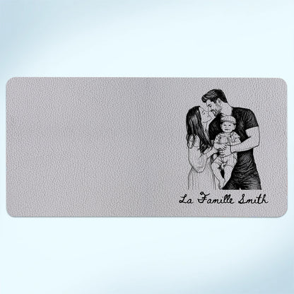 Personnalisé La Famille - Tapis De Bureau En Cuir PU Personnalisé