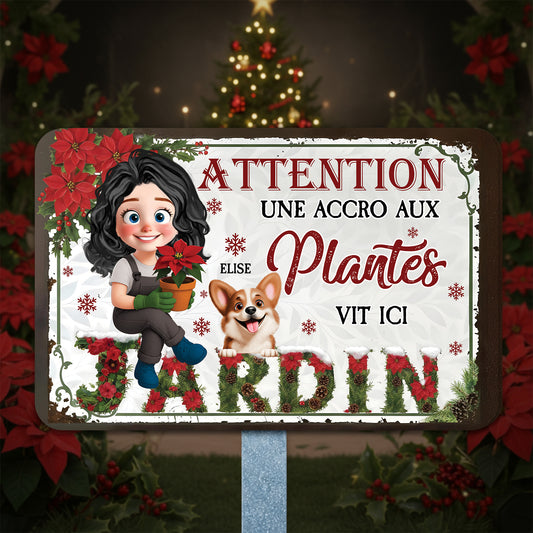Jardin Une Accro Aux Plantes Vit Ici Noël – Plaque En Métal Personnalisée