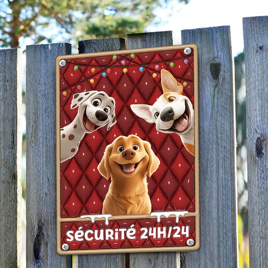 Attention Zone Sécurité 24H/24 Noël - Plaque En Métal Personnalisée