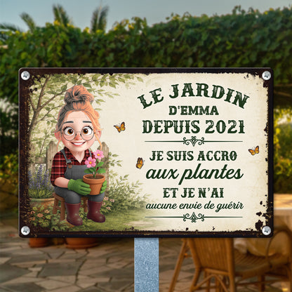 Je Suis Accro Aux Plantes  – Plaque En Métal Personnalisée