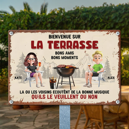 Bienvenue Sur La Terrasse – Plaque En Métal Personnalisée