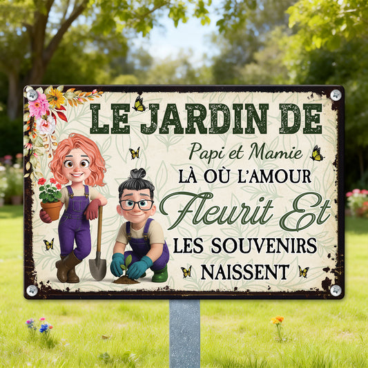 Le Jardin De Papi Et Mamie – Plaque En Métal Personnalisée