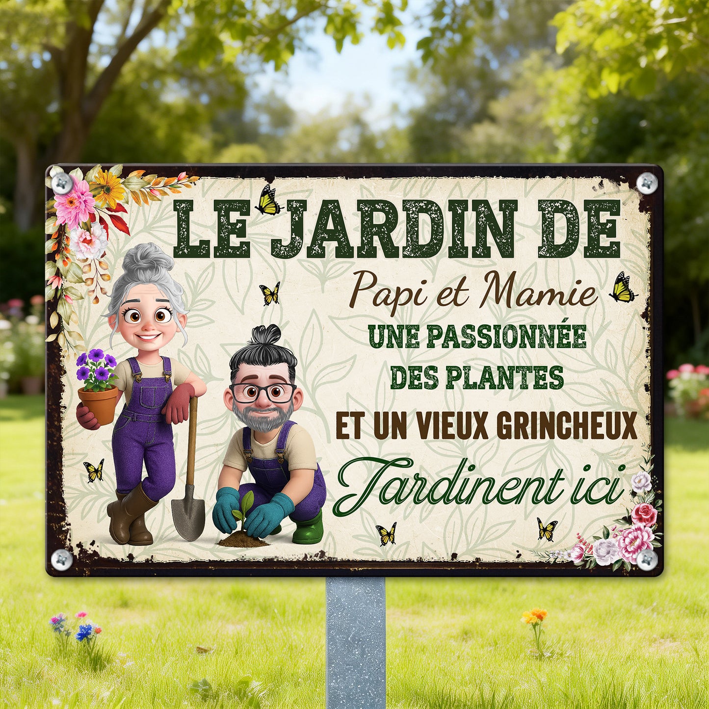 Une Folle Des Plantes et Un Pasionnée  – Plaque En Métal Personnalisée