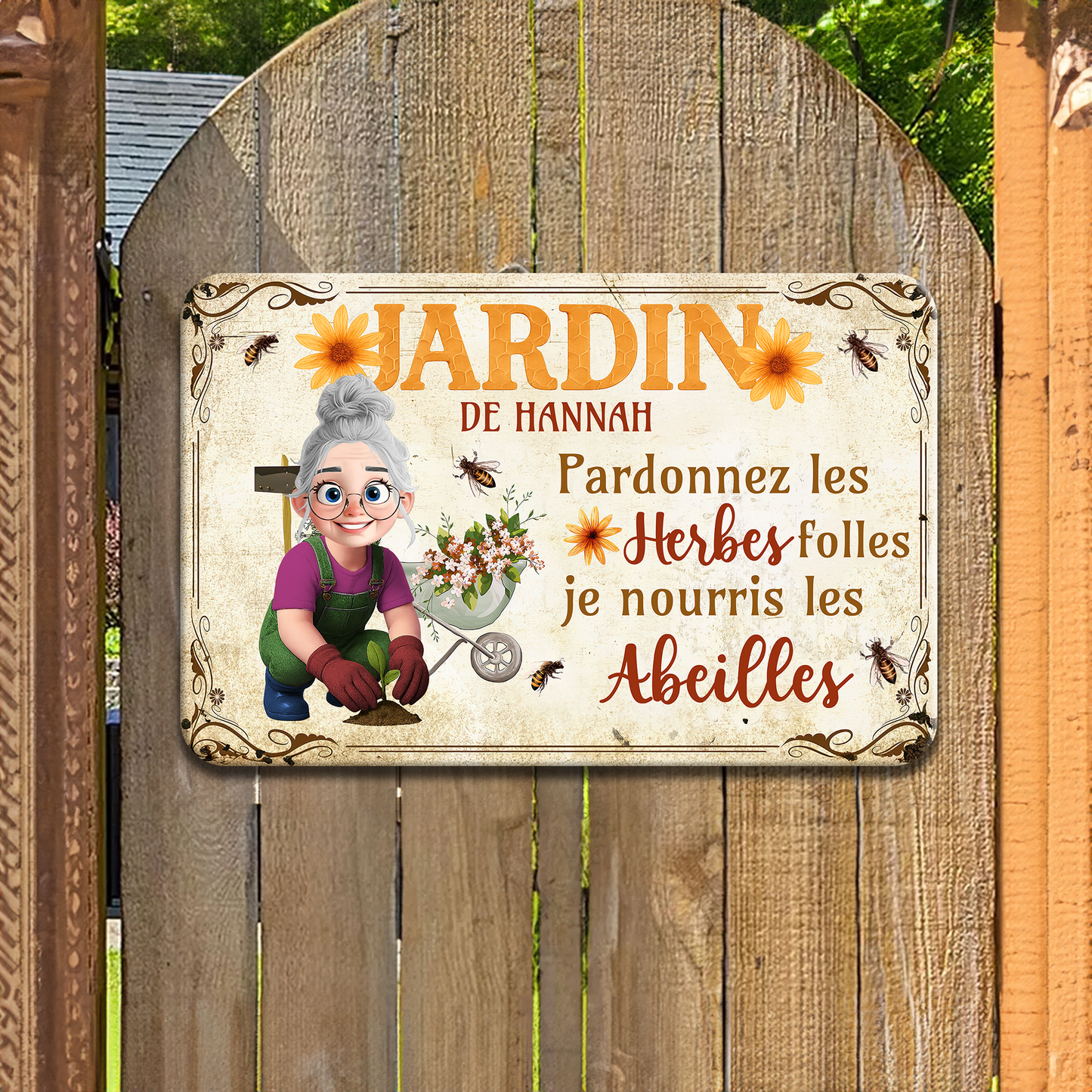 Pardonnez Les Herbes Folles – Plaque En Métal Personnalisée