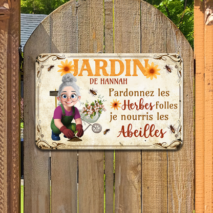 Pardonnez Les Herbes Folles – Plaque En Métal Personnalisée