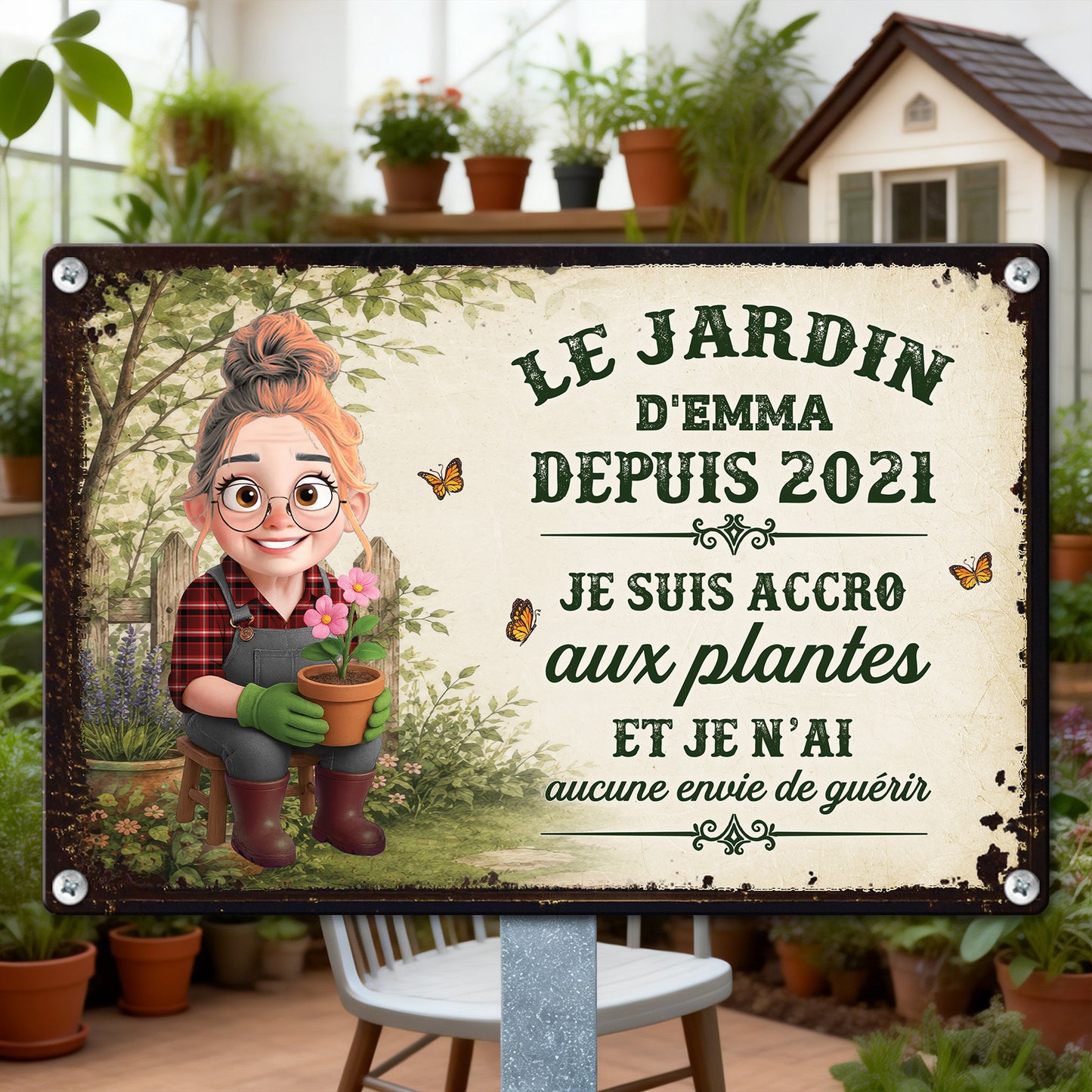 Je Suis Accro Aux Plantes  – Plaque En Métal Personnalisée