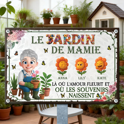 Le Jardin De Mamie  – Plaque En Métal Personnalisée